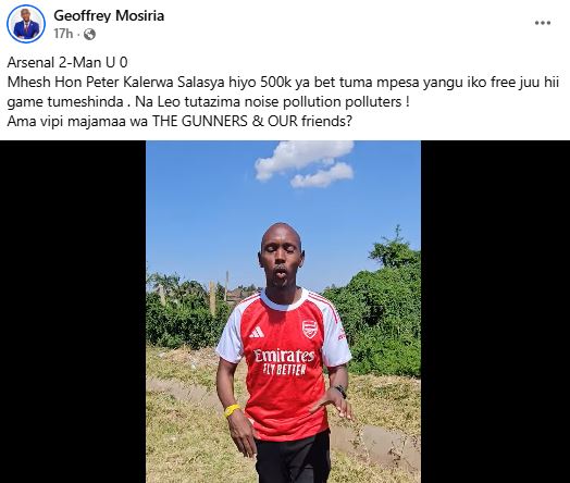 Geoffrey Mosiria’s statement posted on his Facebook account on January 25, 2026. PHOTO: Screengrab by K24 Digital/ https://www.facebook.com/profile.php?id=61556717457392