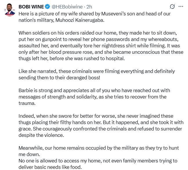 Bobi Wine’s statement. PHOTO/ @HEBobiwine