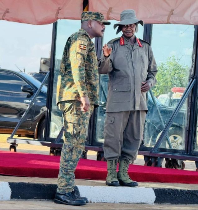 General Muhoozi Kainerugaba with his father, President Yoweri Museveni of Uganda. Photo/ @mkainerugaba