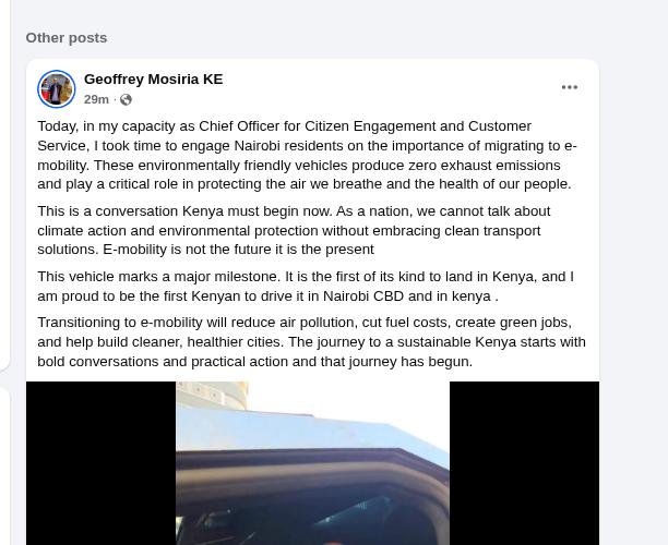 Geoffrey Mosiria advocates for clean energy. PHOTO/Screengrab by K24 Digital from X by @kiongozi.mosiriake