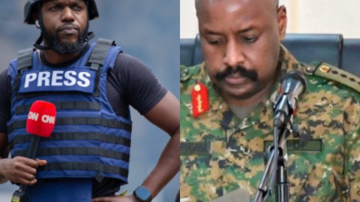 A photo collage of Larry Madowo and Uganda’s Chief of Defence Forces (CDF), Muhoozi Kainerugaba. PHOTOS/@LarryMadowo &@mkainerugaba/X