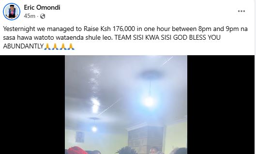 A screenshot by K24 digital showing Eric Omondi’s statement on Thursday, January 22, 2026. PHOTO/ https://www.facebook.com/profile.php?id=100044317755329