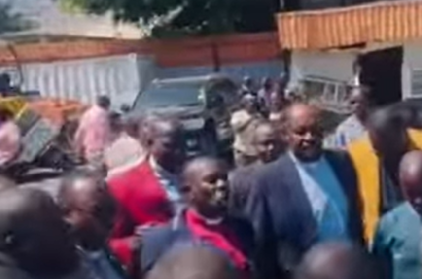 Religious leaders praying at the site where Governor Kimani Wamatangi's property was demolished. PHOTO/Screengrab by K24 Digital