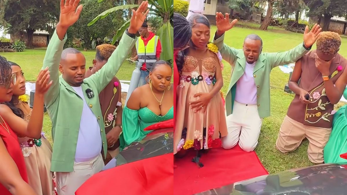 Kabi Wa Jesus breaks down while praying for Wapendwa Muziki's new car. PHOTOS/Screengrabs by K24 Digital of Instagram video by @kabiwajesus