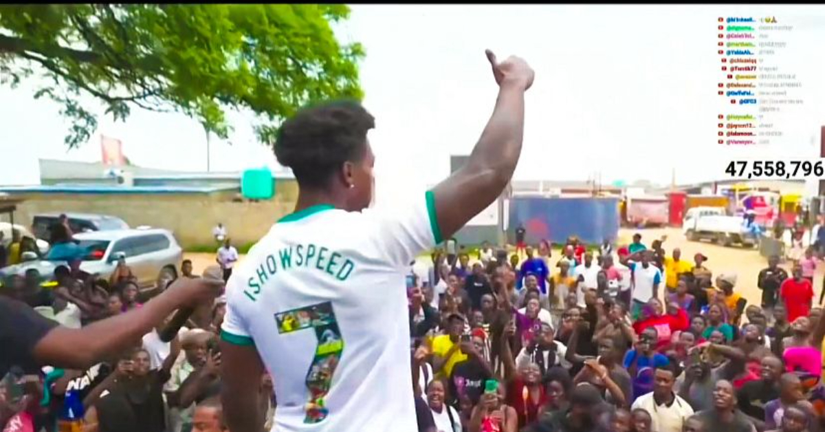 iShowSpeed greets the hundreds of fans who came out to meet him in Zambia. PHOTO/Screengrab by K24 Digital of YouTube video by @ishowspeed