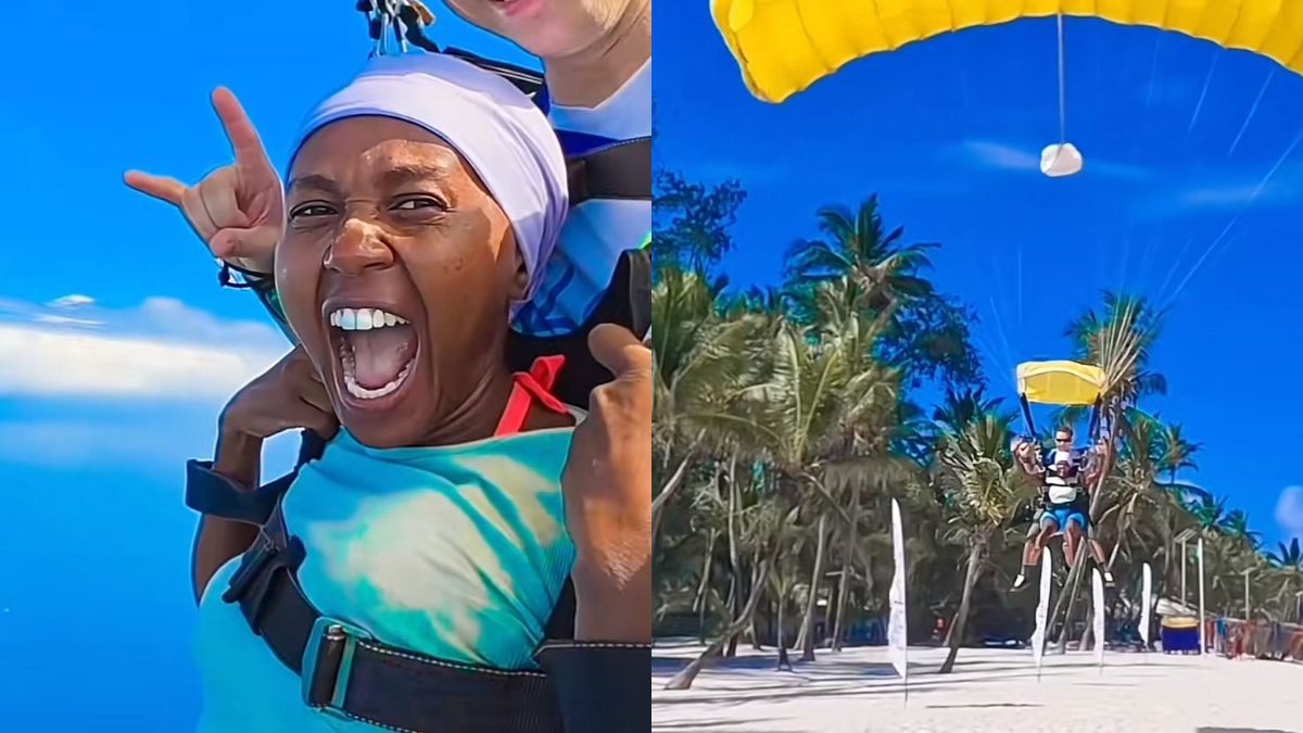 Carey trying out skydiving. PHOTOS/Screengrabs by K24 Digital of TikTok video by @careypriscilla