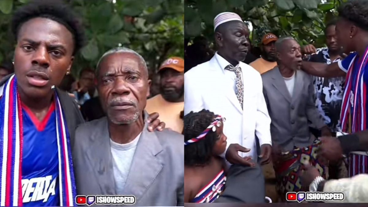 IShowSpeed with the Liberian man who claimed to be his relative. PHOTOS/Screengrabs by K24 Digital of Youtube live by @ishowspeed.