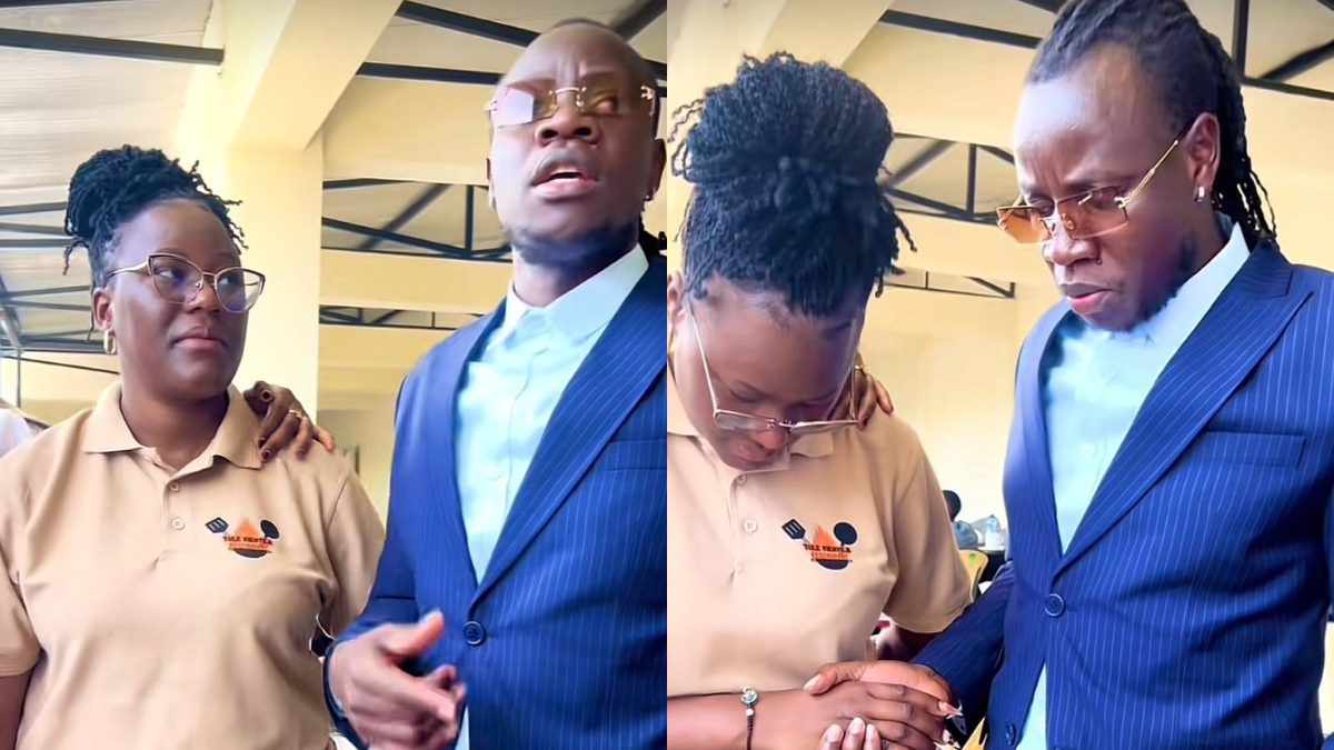 Guardian Angel when he visited Nakuru restaurant owner Harriet Akinyi. PHOTOS/Screengrabs by K24 Digital of TikTok video by @7heavenmusic.