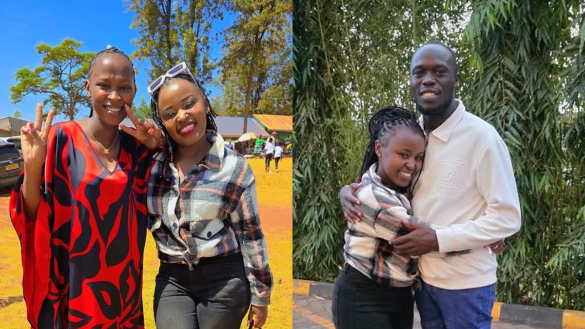 Joy Wa Macharia and Kufai poses with Wanjiru Wa Waya during the burial of her two aunties. PHOTOS/https://www.facebook.com/joywamachariakieya