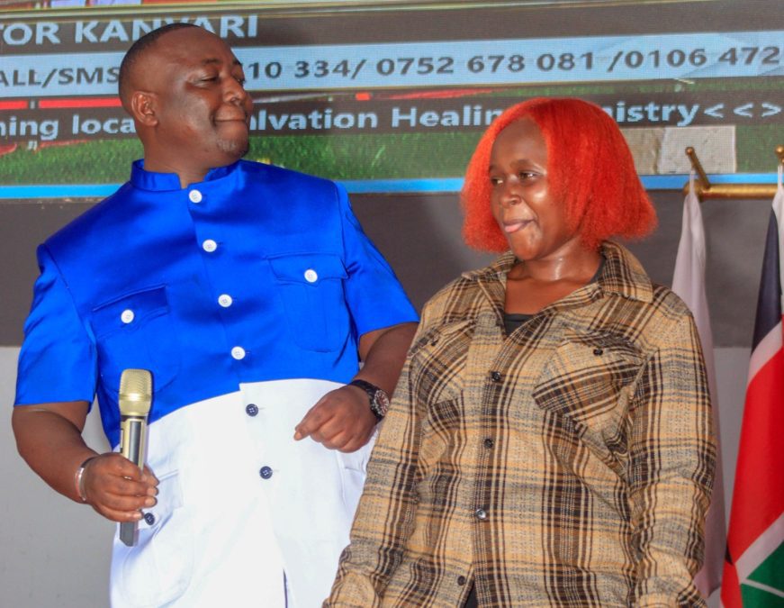Kanyari with Marion during church service. Pastor Kanyari during the service. PHOTO/https://www.facebook.com/prophetkanyari