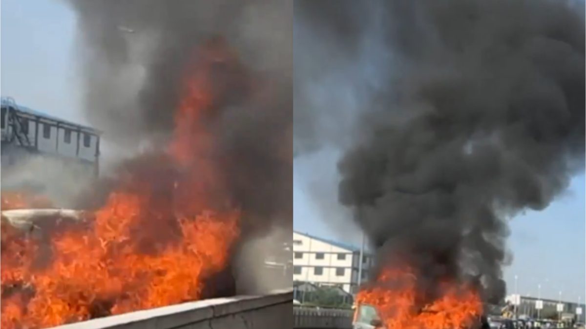 Vehicle bursts into flames along the Nairobi Expressway near the Southern Bypass Entrance B (K13).