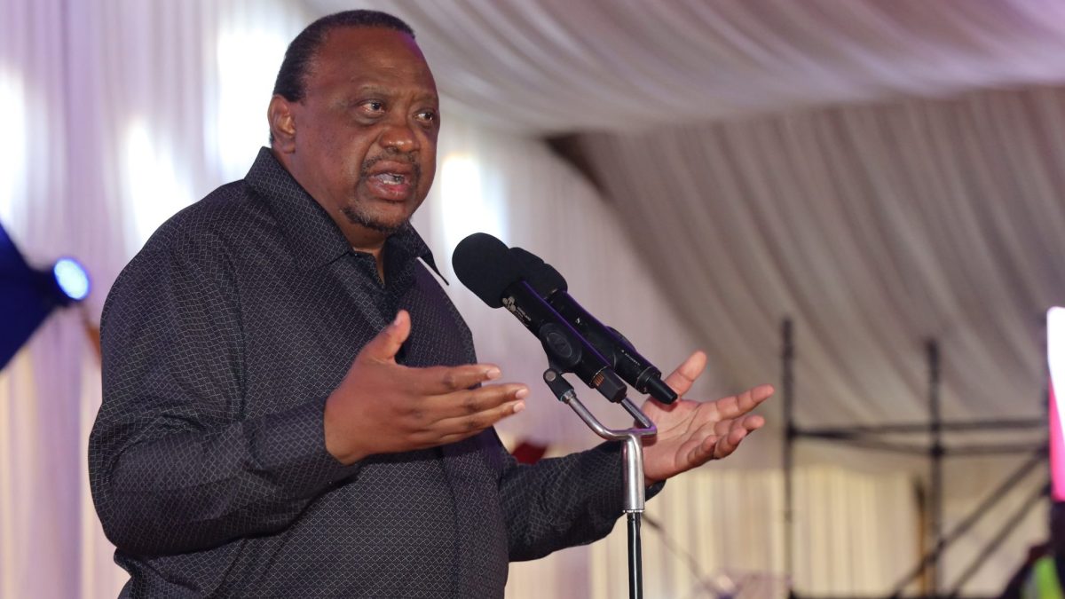 Retired President gestures as he delivers a speech during the burial of the late Cyrus Jirongo. PHOTO/https://x.com/4thPresidentKE