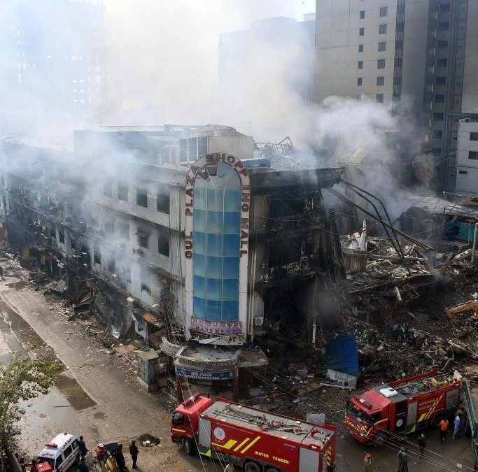 An aftermath of Pakistan mall fire outbreak. PHOTO/@visegrad24/X