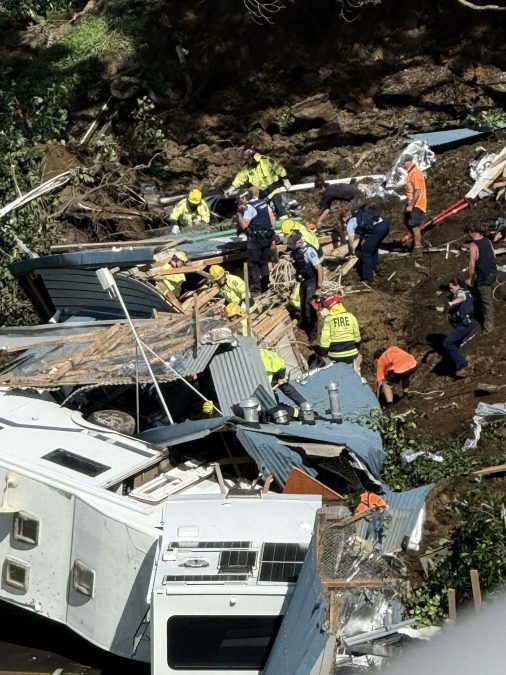 An aftermath of New Zealand landslide. PHOTO/@Video_Forensics/X