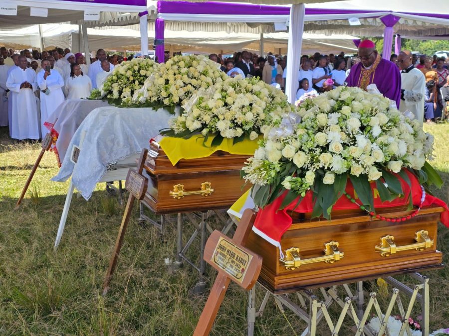 Remains of four family members who died during a Naivasha accident. They were buried at Ndundu village in Gatundu South. PHOTO/Mathew Ndung’u