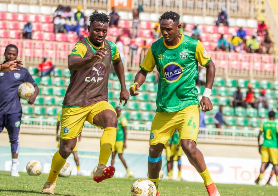 John Otieno(Right) in training session ahead of the clash against Azam FC.