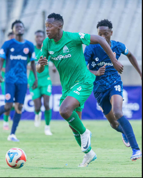 Gor Mahia FC defender Mike Kibwage in action against Murang'a SEAL. PHOTO/@12Kibwage/X