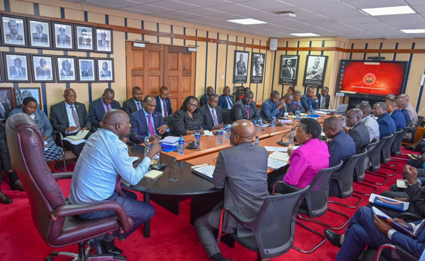 Interior CS Kipchumba Murkomen meating with top leadership within the ministry. PHOTO/@kipmurkomen/x