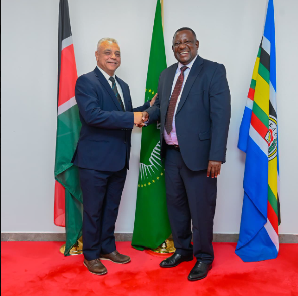 Sports CS Salim Mvurya with a WADA official. PHOTO/@Waziri_Mvurya/X