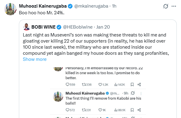 Tweet by Muhoozi. PHOTO/Screengrab by K24 digital.