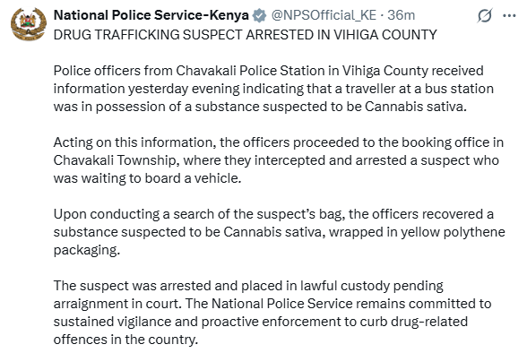 Statement by the National Police Service. PHOTO/Screengrab by K24 Digital/@NPSOfficial_KE/X