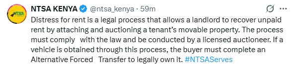 Statement by NTSA. PHOTO/Screengrab by K24 digital.