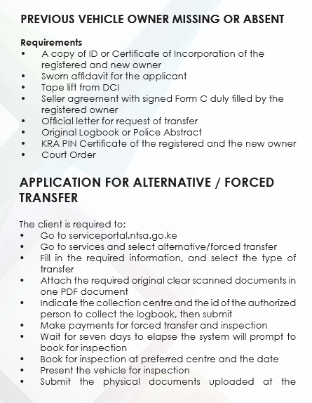 Car ownership registration process. Photo/@ntsa_kenya/X