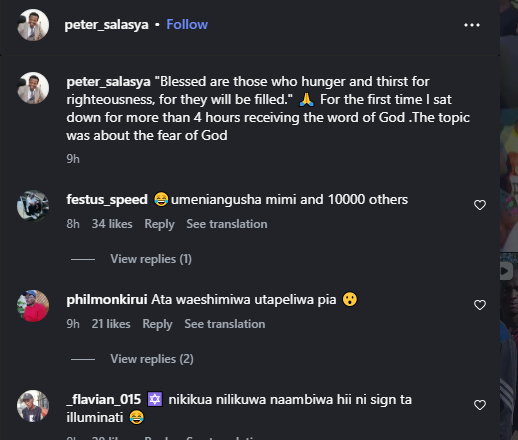 A post shared by Peter Salasya on Instagram. PHOTO/Screengrab by K24 Digital 