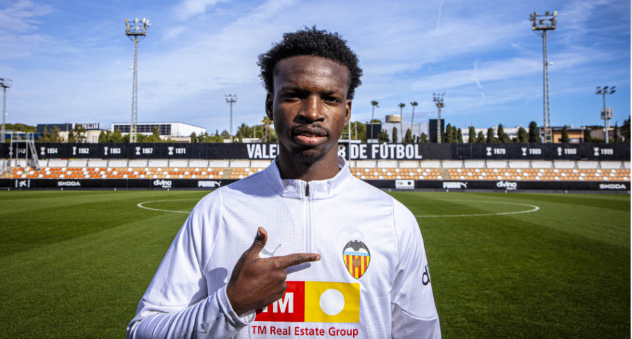 Kenya U20 defender Amos Wanjala in Valencia colors. PHOTO/VCF Mestalla