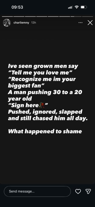 A post made by Charlie on Instagram. PHOTO/Screengrab by K24 Digital