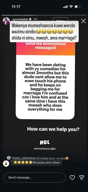 A post shared by YY Comedian on Instagram. PHOTO/Screengrab by K24 Digital