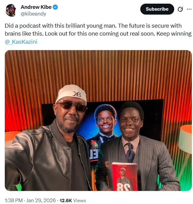 A screenshot by K24 Digital showing Andrew Kibe’s statement after meeting Kasmuel McOure. PHOTO/ @kibeandy