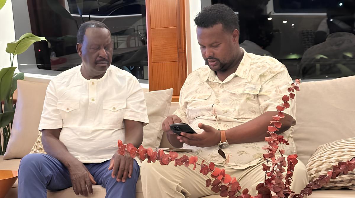 Oketch Salah with the late Raila Odinga. PHOTO/@Oketch_Salah/X