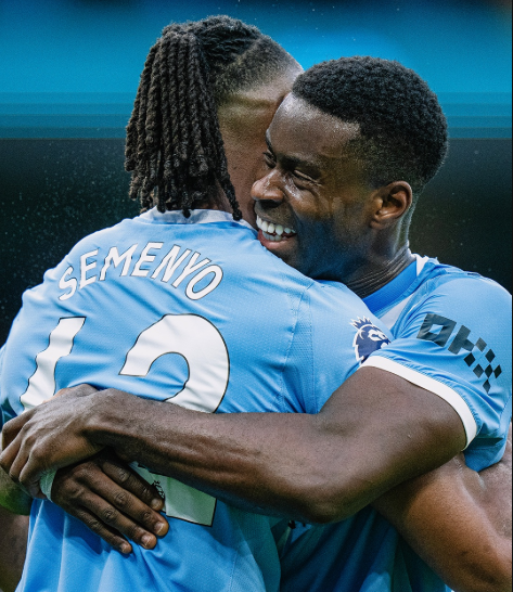 Manchester City new signings Antoine Semenyo and Marc Guéhi in a previous match. PHOTO/@ManCity/X