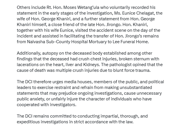 Part of the statement by DCI. PHOTO/screengrab by K24 digital/X