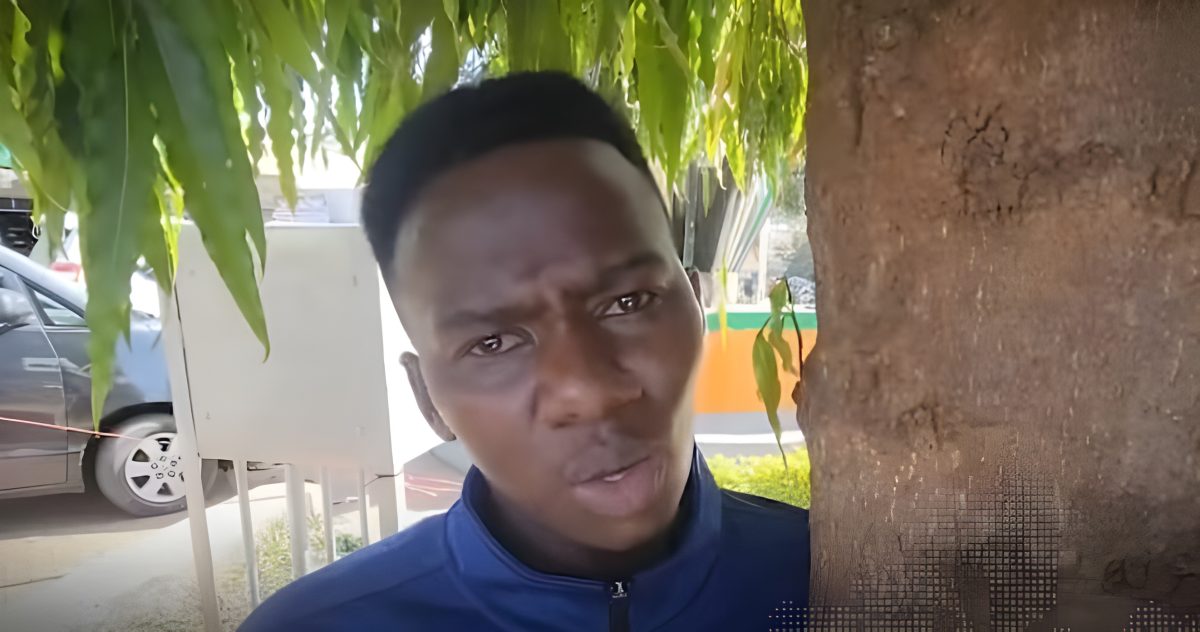 James Irungu hugging a tree. PHOTO/Screengrab by K24 Digital from YouTube from @KENYAALPHAMEDIA1