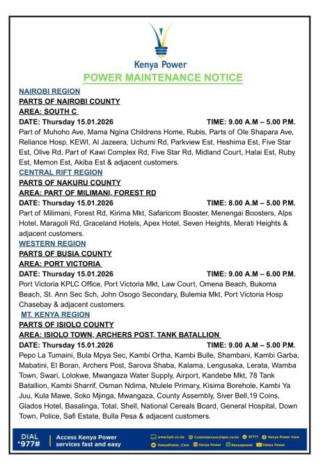 The Kenya Power statement. PHOTO/https://www.facebook.com/KenyaPowerLtd