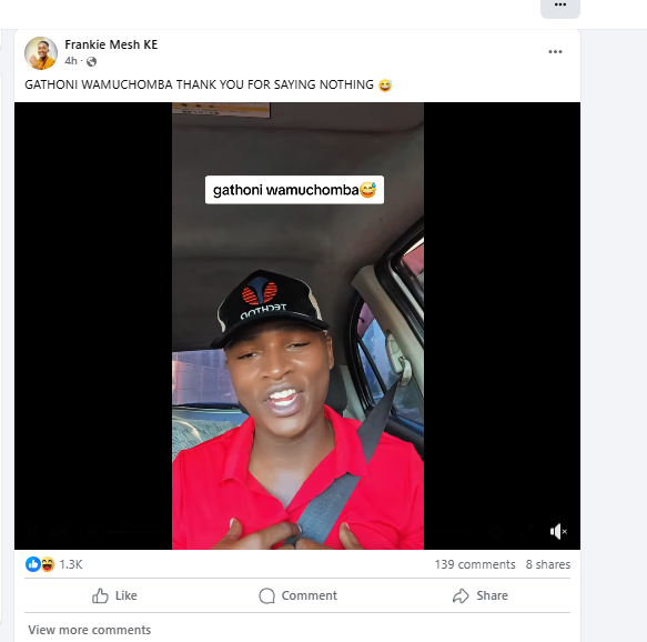 Frankie Mesh speaks via Facebook video. PHOTO/Screengrab by K24 from Facebook by @61583053027442