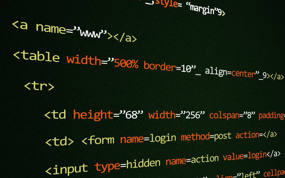 A close up view of computer code on a screen, showing HTML tags and web page elements PHOTO/Pexels