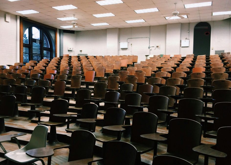 An empty university lecture hall. Image used for illustration purposes. PHOTO/Pexels