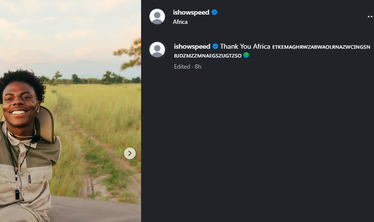 A post shared by IShowSpeed on Instagram. PHOTO/Screengrab by K24 Digital