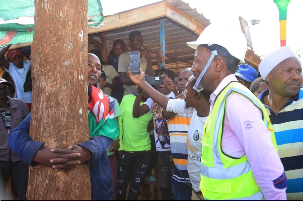 Mp Leonard Muthende when he visited Munene at Ciambugu market. PHOTO/Brian Malila