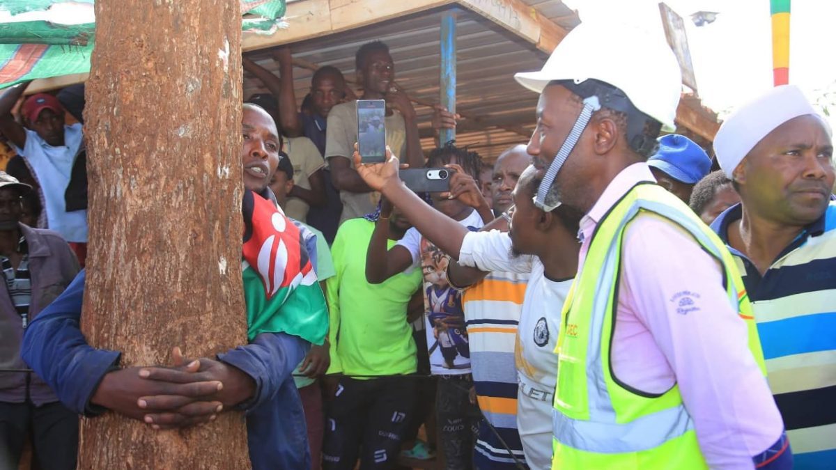 Mp Leonard Muthende when he visited Munene at Ciambugu market. PHOTO/Brian Malila
