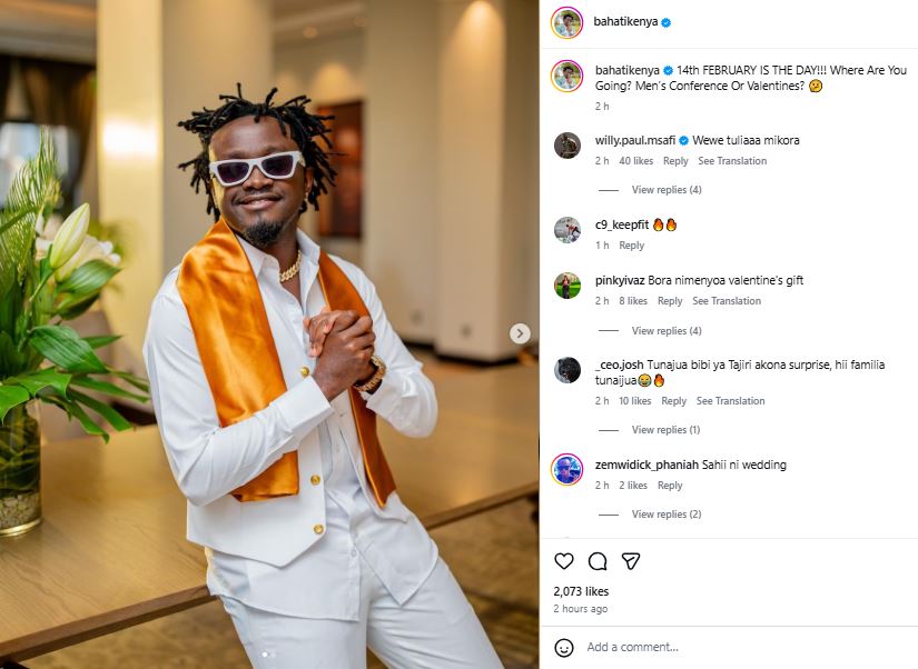 Bahati’s statement. PHOTO/ https://www.instagram.com/bahatikenya/ 