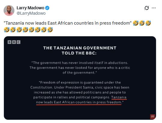 Larry Madowo's post on X. PHOTO/@LarryMadowo