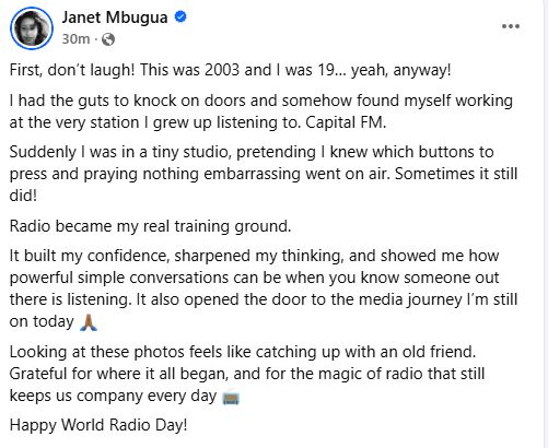 Janet Mbugua Mbugua’s statement. PHOTO/ https://www.facebook.com/janetthejourney