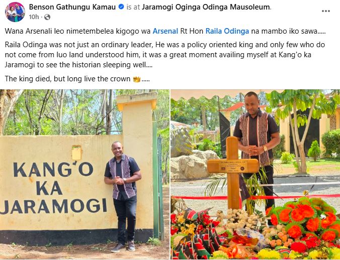 Bishop Ben Kiengei’s statement after a visit to Raila’s final resting place at Kang’o Ka Jaramogi. PHOTO/ https://www.facebook.com/muthee.wawatoria