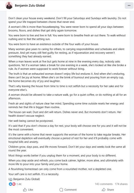 Benjamin Zulu’s statement. PHOTO/ https://www.facebook.com/benjaminzuluglobal