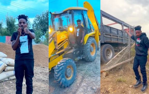 A screengrab image by K24 showing Eric Omondi as construction of the rescue centre began. PHOTO/ https://www.facebook.com/profile.php?id=100044317755329