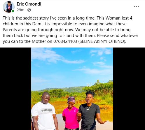 Eric Omondi’s statement. PHOTO/ https://www.facebook.com/profile.php?id=100044317755329